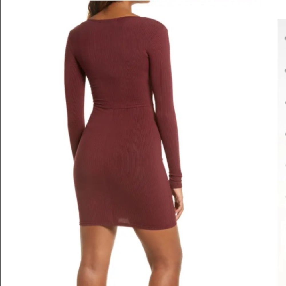 Snatched Bustier Long Sleeve Rib Body-Con Dress View 3